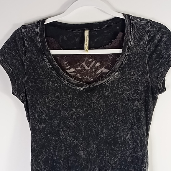 American age Acid Wash Lace Wing Back Tshirt Size M - Picture 3 of 14